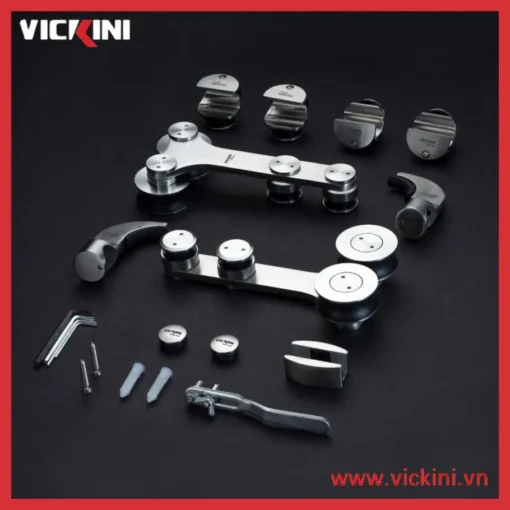 Bộ bánh xe kẹp kính VICKINI 62004.001 SSS inox mờ