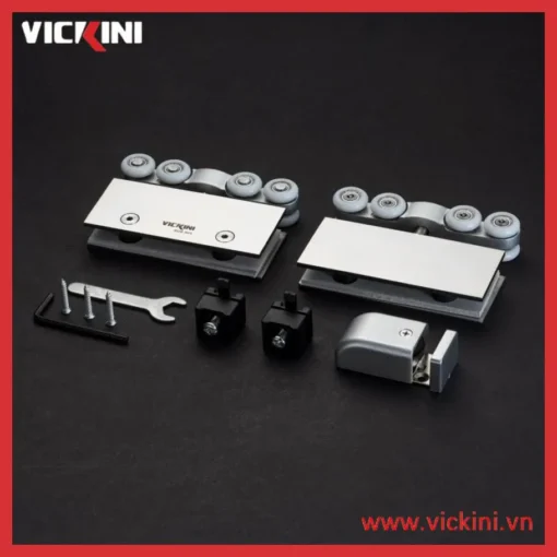 Bộ bánh xe kẹp kính VICKINI 62225.001 SSS inox mờ