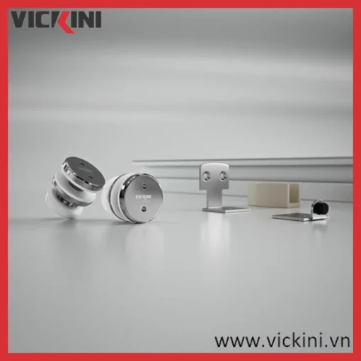 Bộ bánh xe kẹp kính VICKINI 67040.001 PSS inox bóng