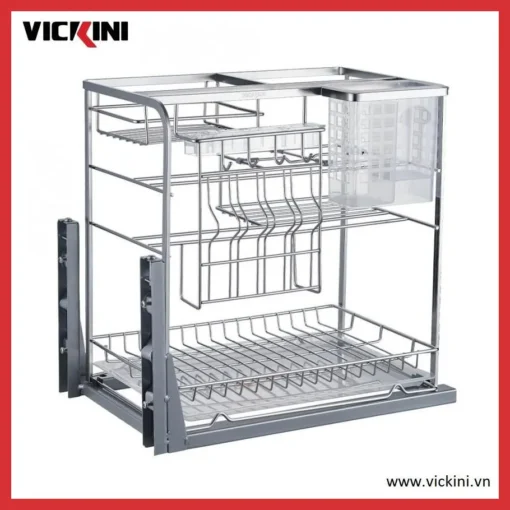 Giá kệ dao thớt chai lọ VICKINI 14922 PSS inox bóng