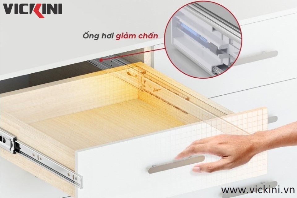 Ray trượt 3 tầng giảm chấn Vickini