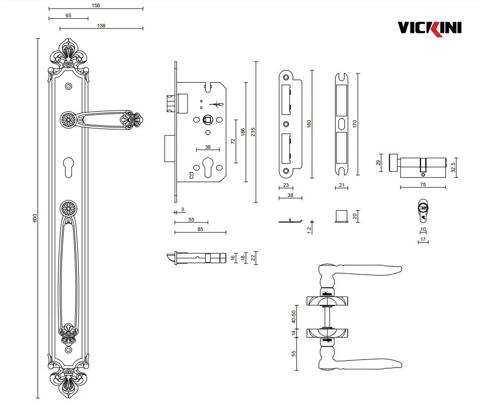 Thông số Khóa cửa đại sảnh VICKINI 38606.101