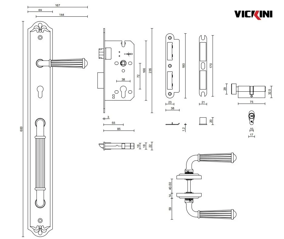 Thông số Khóa cửa đại sảnh VICKINI 38638.101