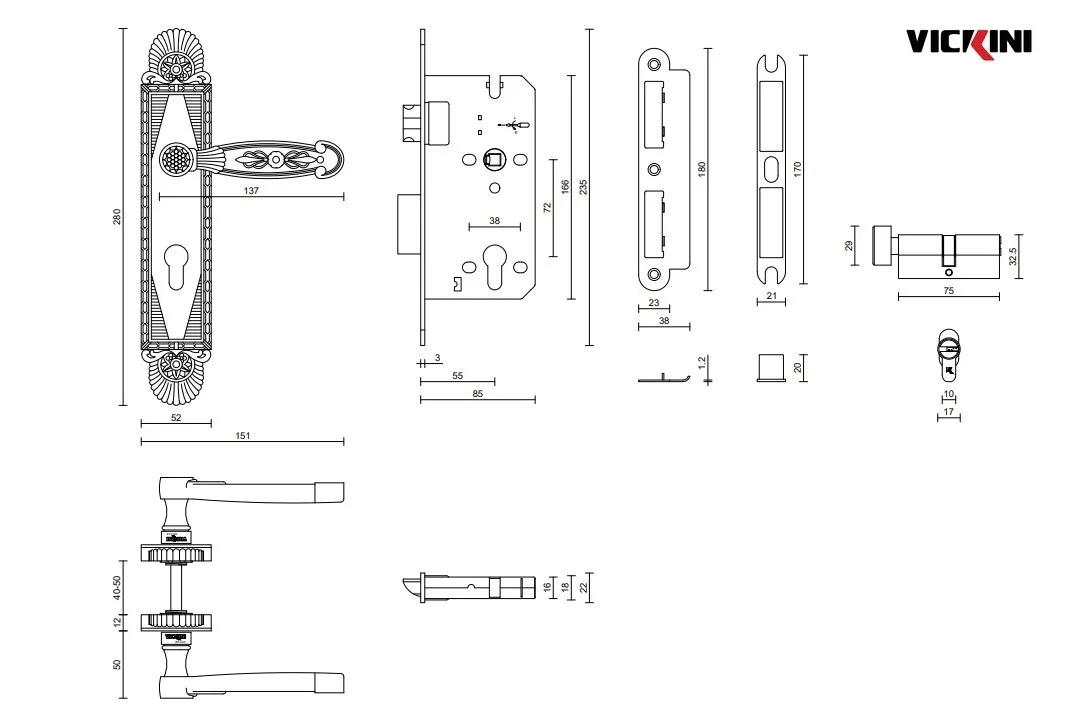 Thông số Khóa cửa phân thể VICKINI 38502.101