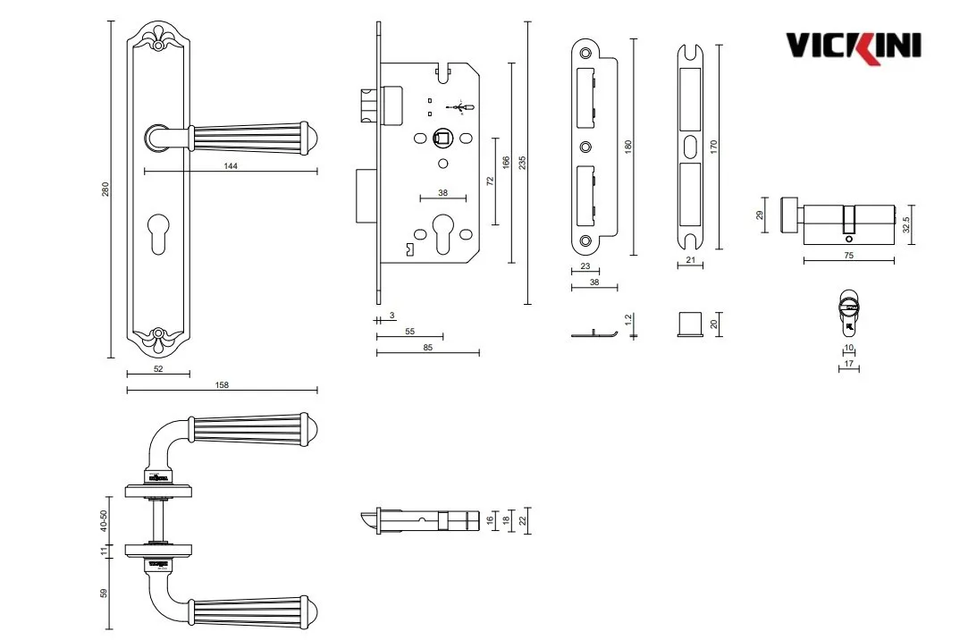 Thông số Khóa cửa phân thể VICKINI 38538.101