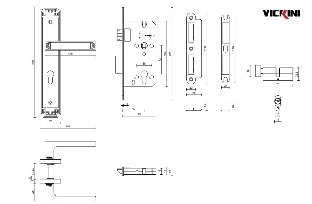 Thông số Khóa cửa phân thể VICKINI 38578.101