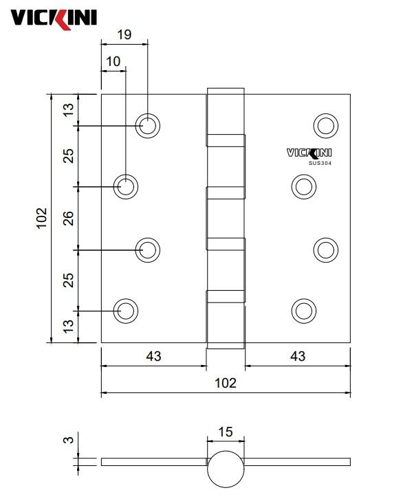 Thông số bản lề cửa VICKINI 43106.103