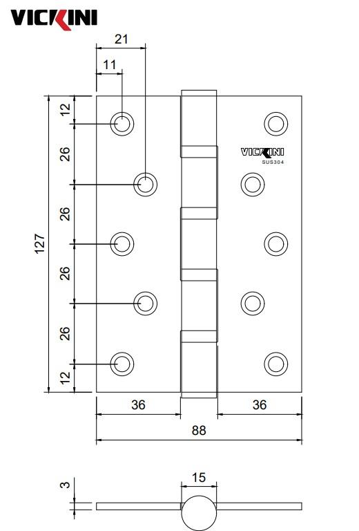 Thông số bản lề cửa VICKINI 43107.133