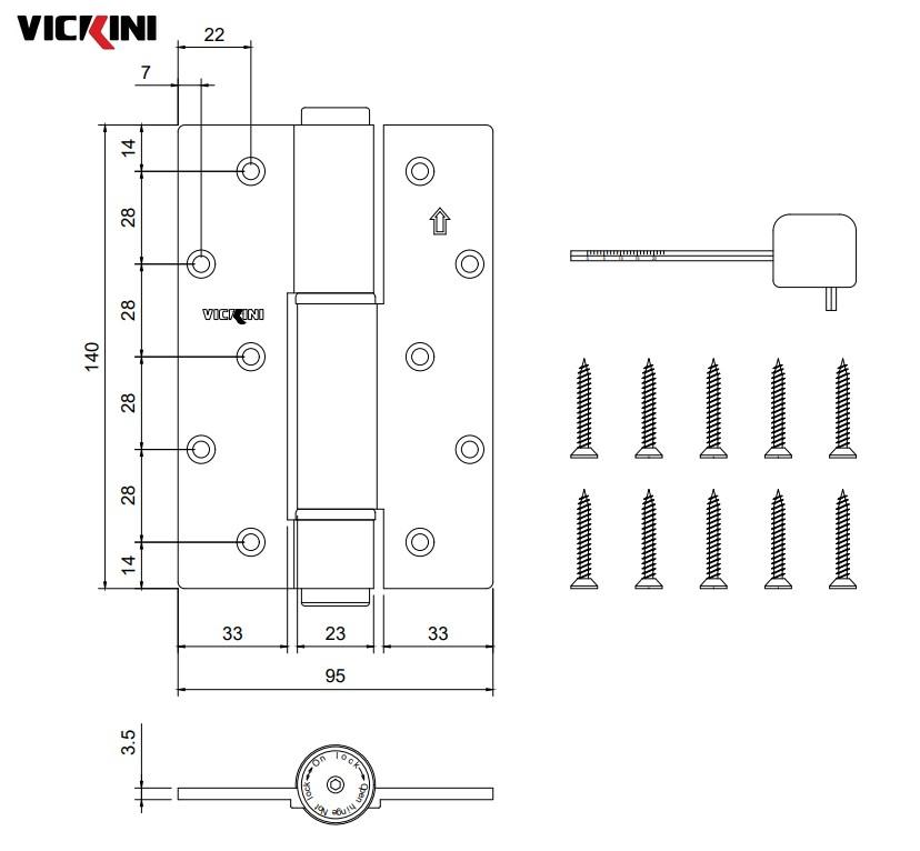 Thông số bản lề cửa VICKINI 43400.001