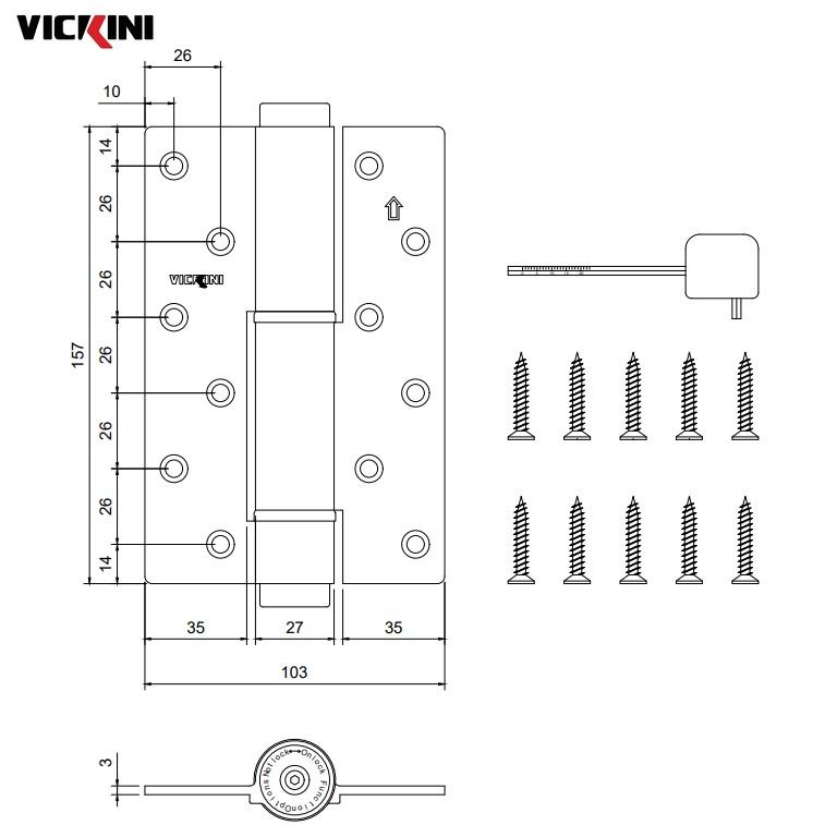 Thông số bản lề cửa VICKINI 43401.001