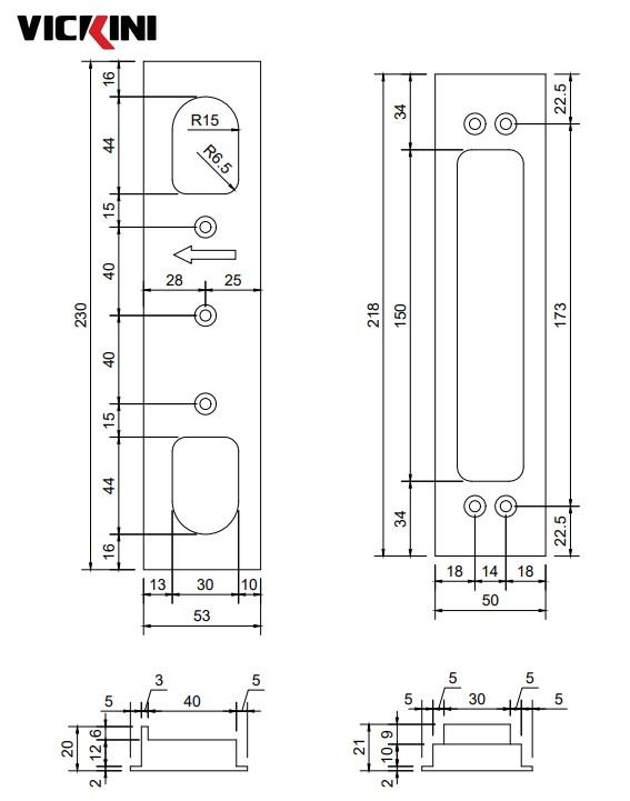 Thông số bát bản lề cửa VICKINI 43345.001