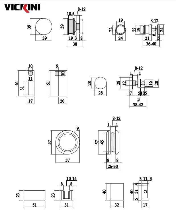 Thông số bộ bánh xe kẹp kính VICKINI 67002.001