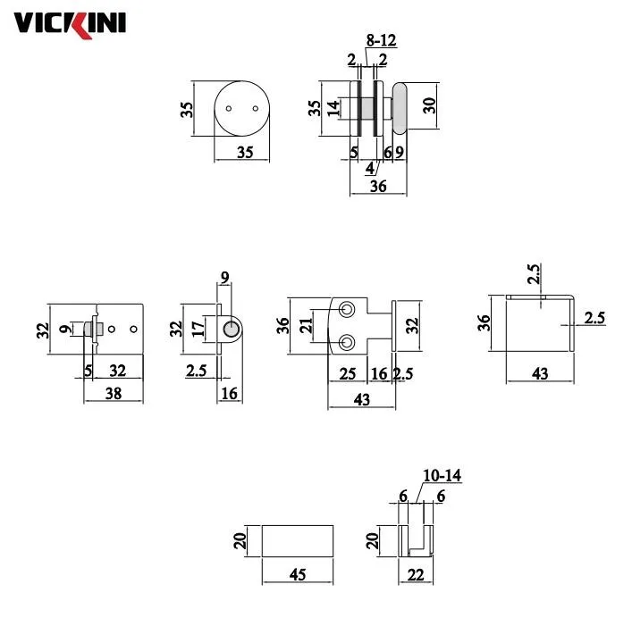 Thông số bộ bánh xe kẹp kính VICKINI 67040.001