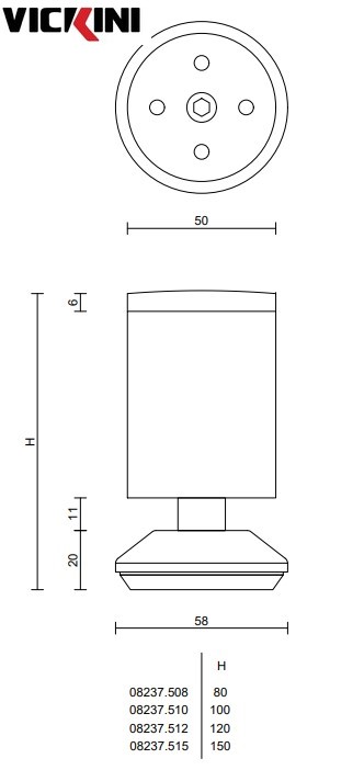 Thông số chân tủ VICKINI 08237 SSS