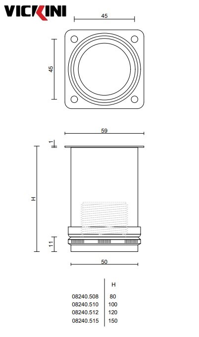 Thông số chân tủ VICKINI 08240 SSS