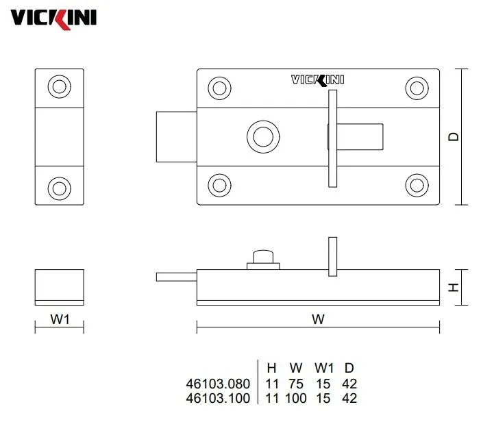 Thông số chốt cửa VICKINI 46103 SSS