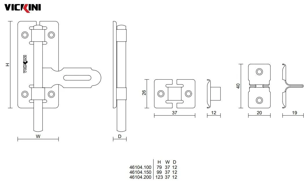 Thông số chốt cửa VICKINI 46104 PSS