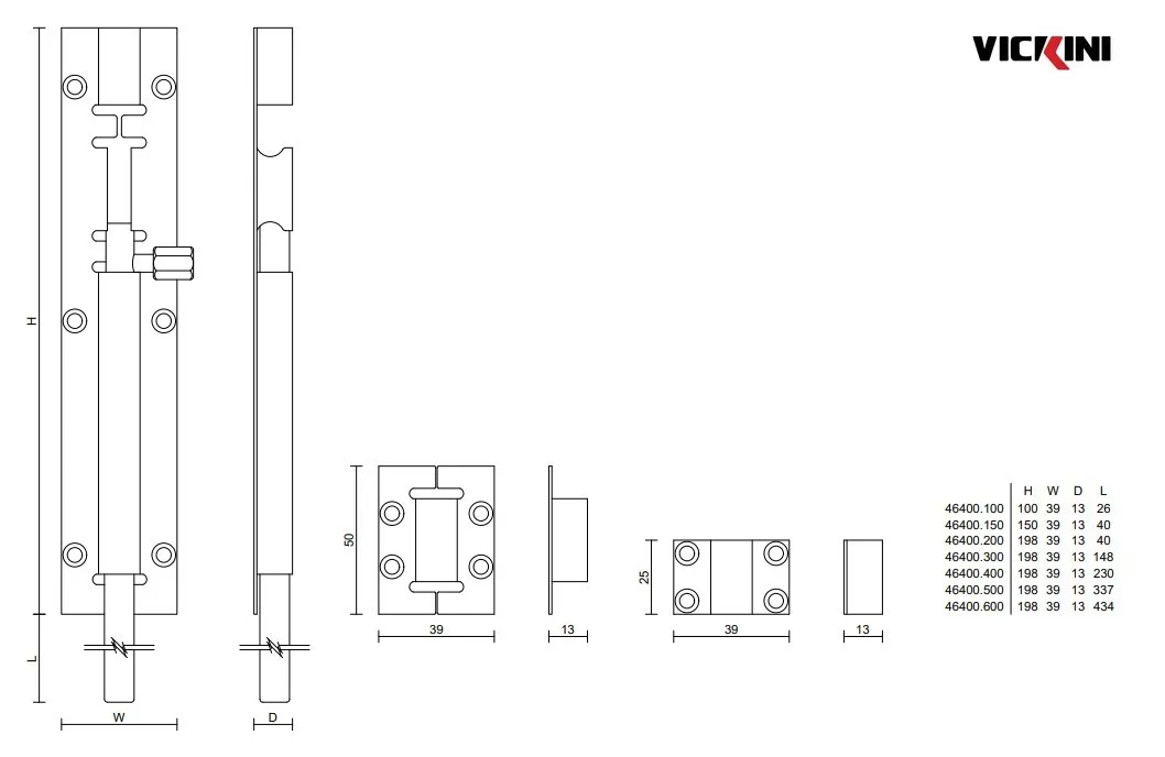 Thông số chốt cửa VICKINI 46400