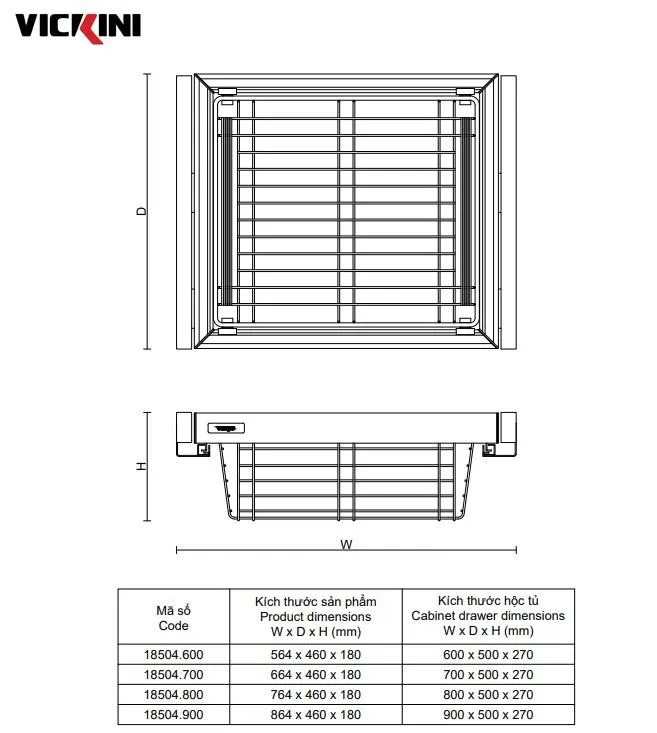 Thông số giá kệ để đồ gấp VICKINI 18504