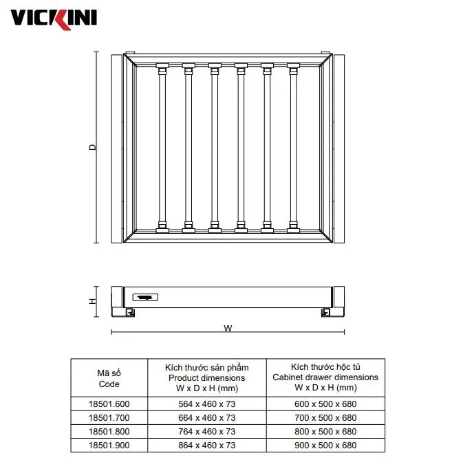 Thông số giá kệ vắt quần VICKINI 18501