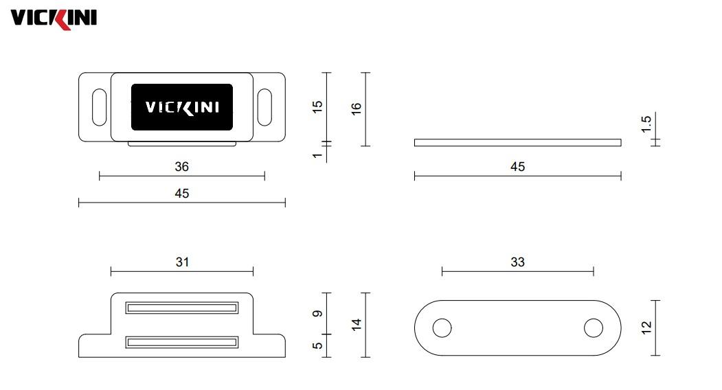 Thông số hít cửa tủ VICKINI 05723.001