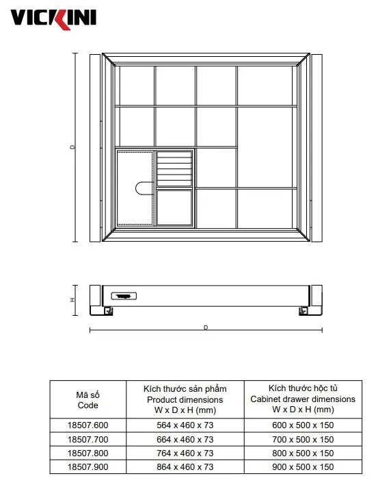 Thông số kệ để đồ trang sức VICKINI 18507