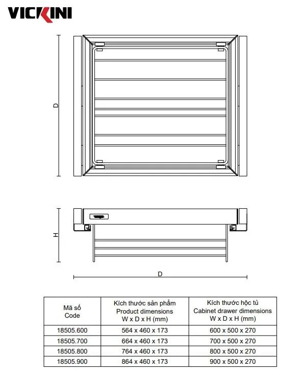 Thông số kệ để giầy VICKINI 18505