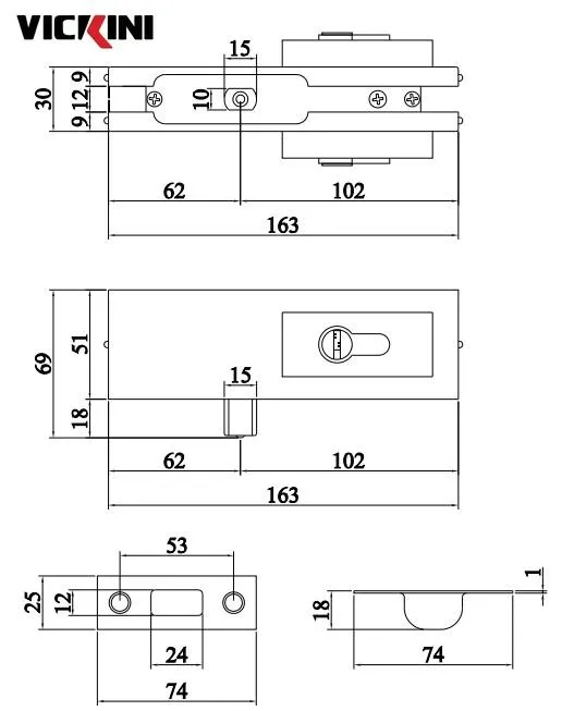 Thông số kẹp kính VICKINI 61500.001