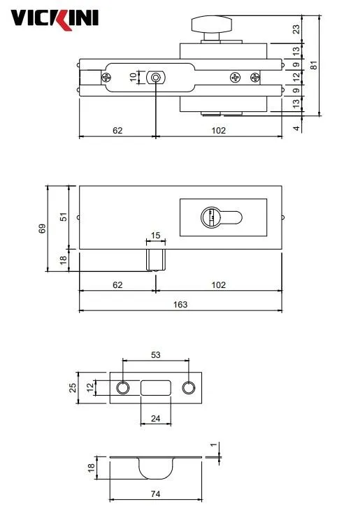 Thông số kẹp kính VICKINI 61500.002