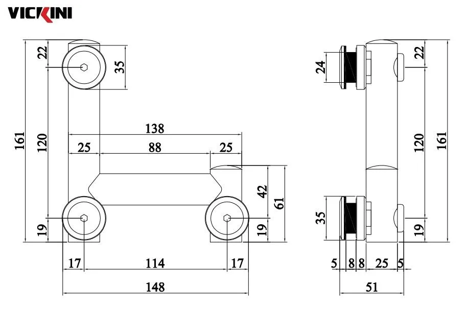 Thông số kẹp kính VICKINI 61703.001