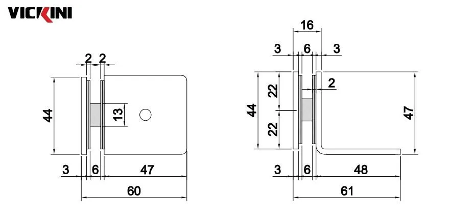 Thông số kẹp kính VICKINI 64422.001