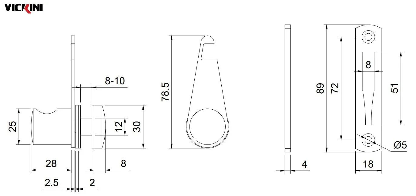 Thông số kẹp kính VICKINI 66057.001