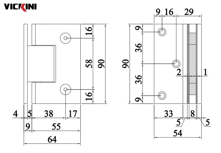 Thông số kẹp kính VICKINI 66078.091