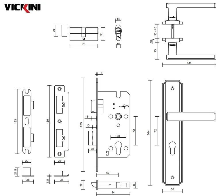 Thông số khóa cửa nẹp VICKINI 35172.101