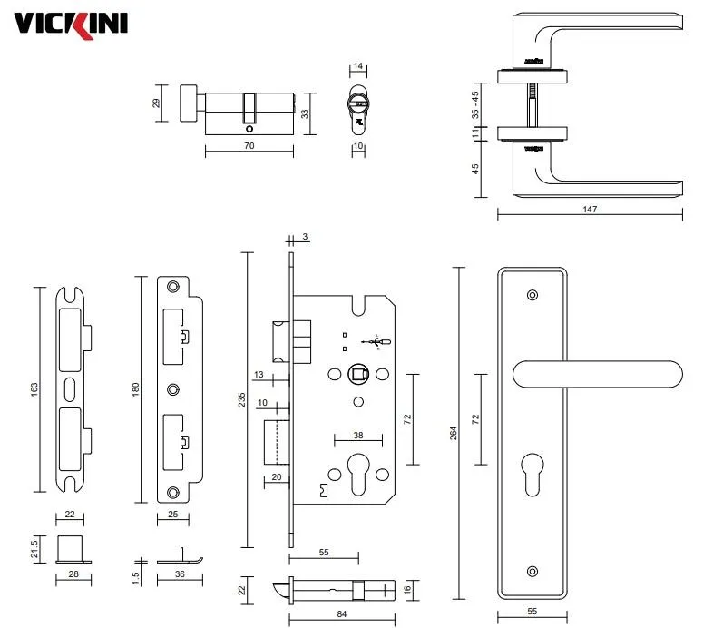 Thông số khóa cửa nẹp VICKINI 35254.101