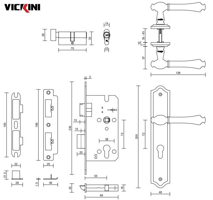 Thông số khóa cửa nẹp VICKINI 35617.101