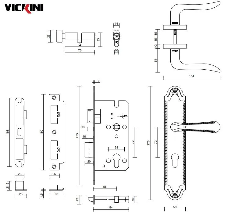 Thông số khóa cửa nẹp VICKINI 35750.101