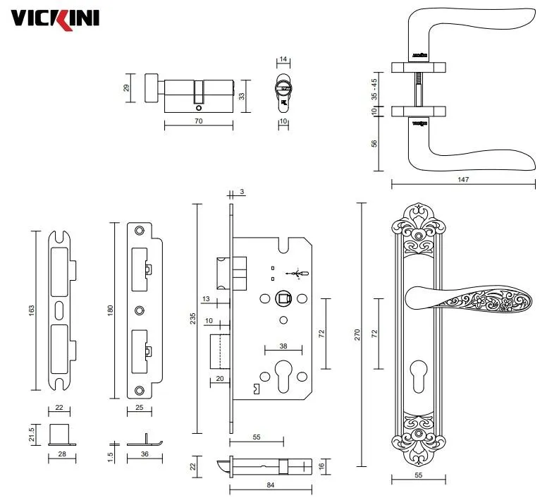 Thông số khóa cửa nẹp VICKINI 35768.101