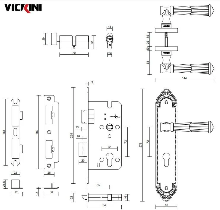 Thông số khóa cửa nẹp VICKINI 35769.101