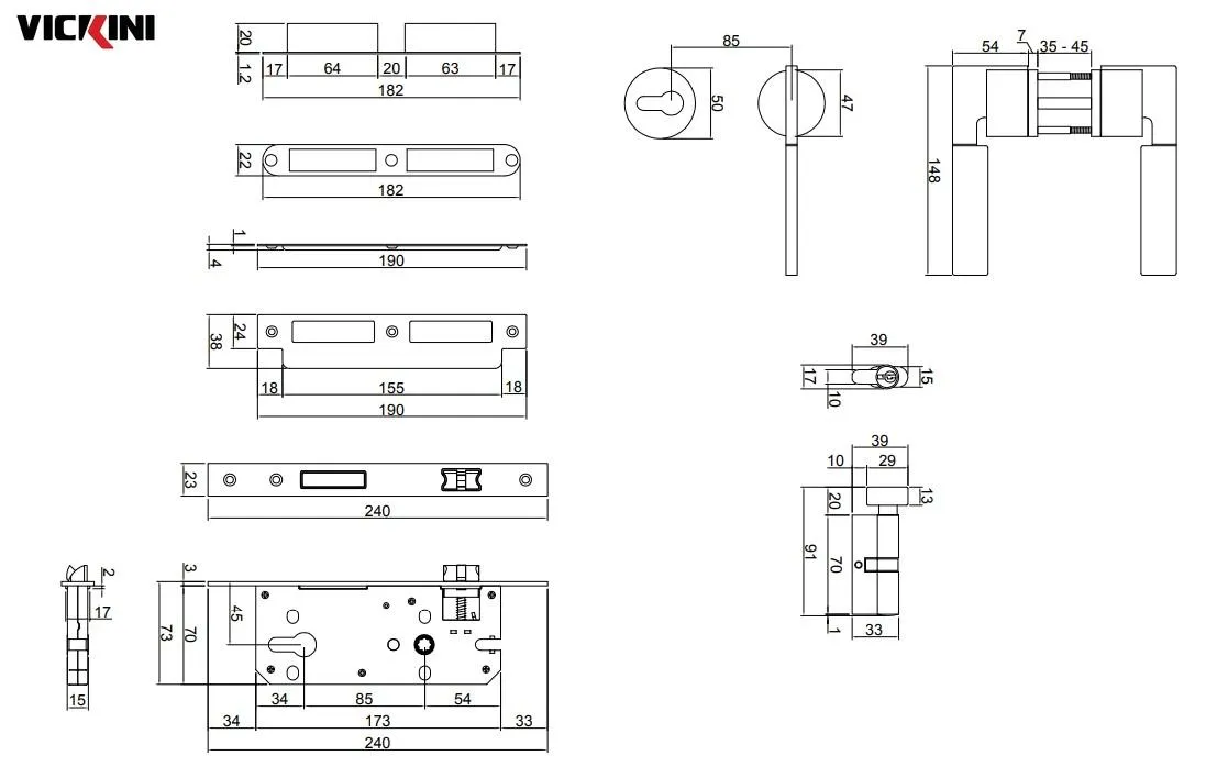 Thông số khóa cửa phân thể VICKINI 34135.101