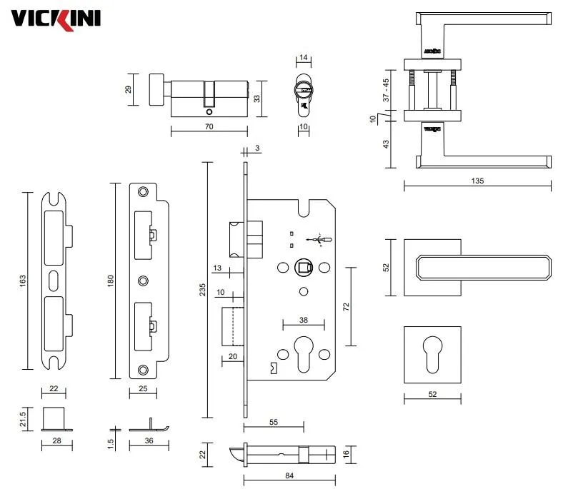 Thông số khóa cửa phân thể VICKINI 34172.101