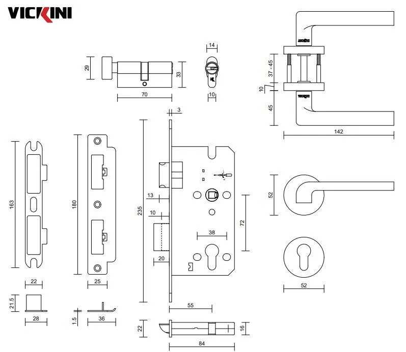 Thông số khóa cửa phân thể VICKINI 34521.101