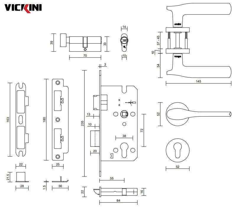 Thông số khóa cửa phân thể VICKINI 34522.101