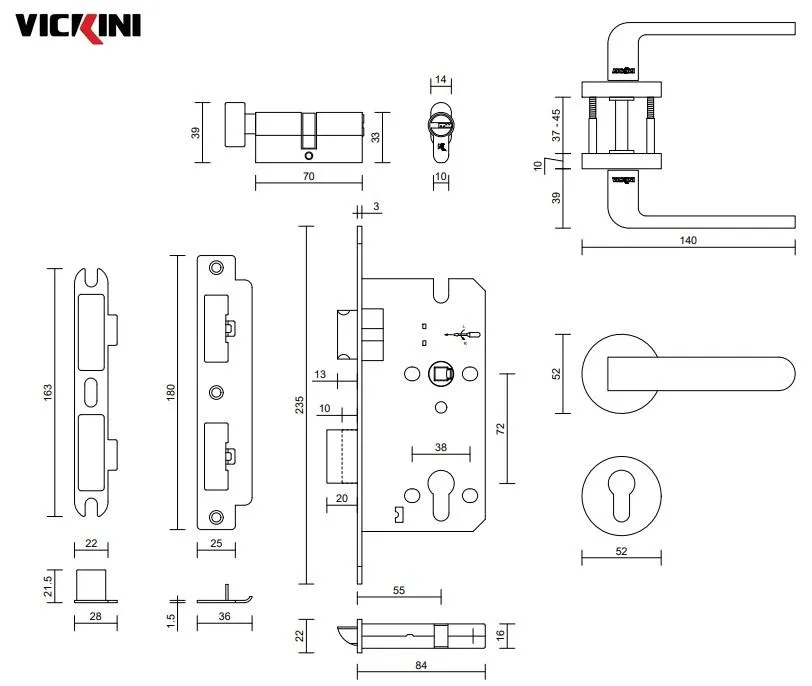 Thông số khóa cửa phân thể VICKINI 34533.101