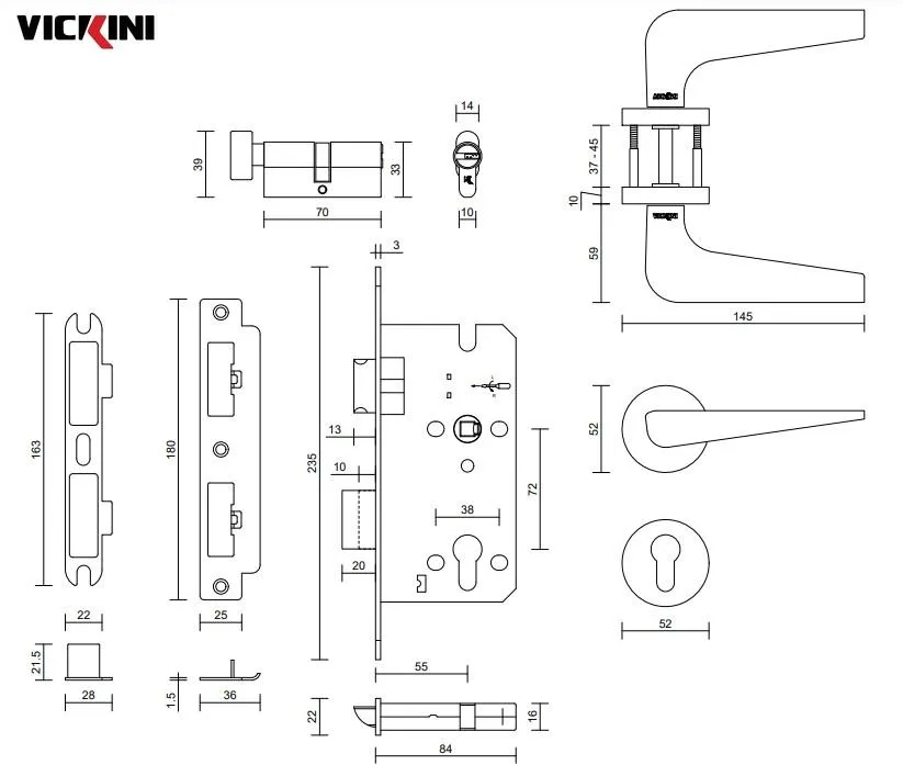 Thông số khóa cửa phân thể VICKINI 34548.101