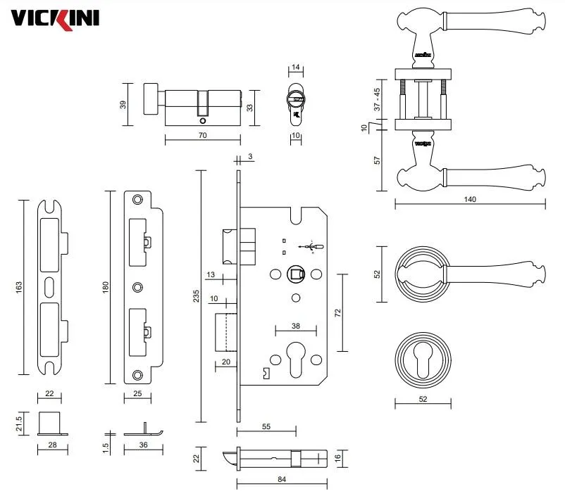 Thông số khóa cửa phân thể VICKINI 34617.101