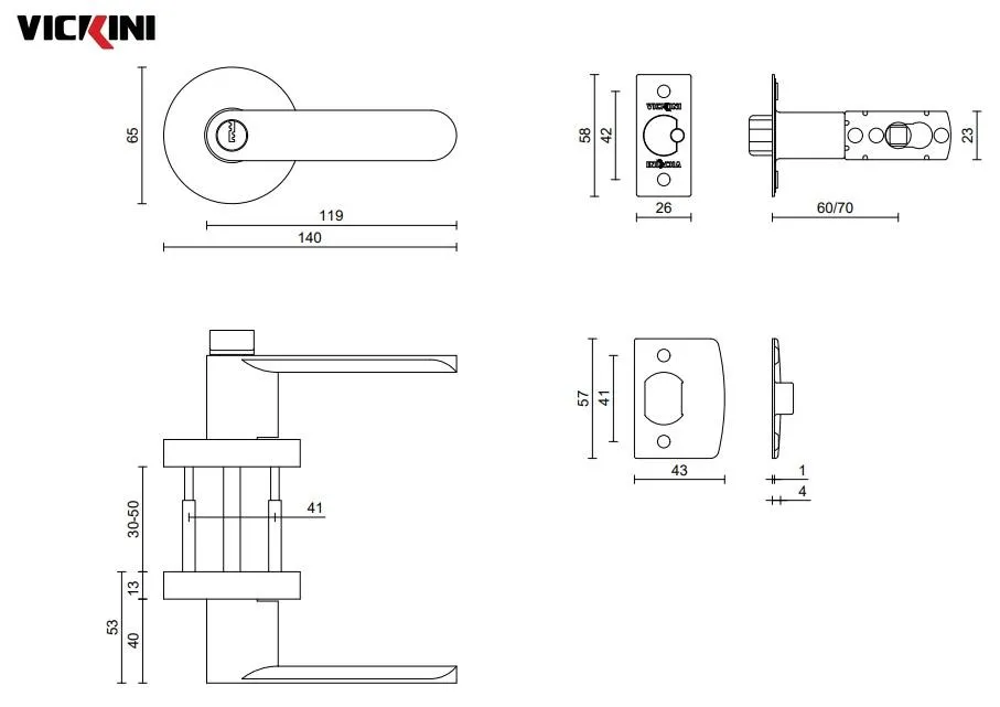 Thông số khóa tròn gạt VICKINI 31688.001