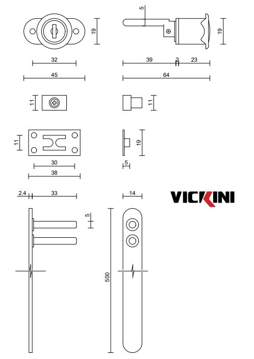 Thông số khóa tủ 3 ngăn VICKINI 03288.500 CP