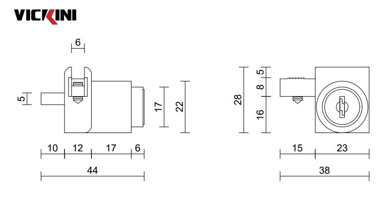 Thông số khóa tủ kính VICKINI 03308.001 CP