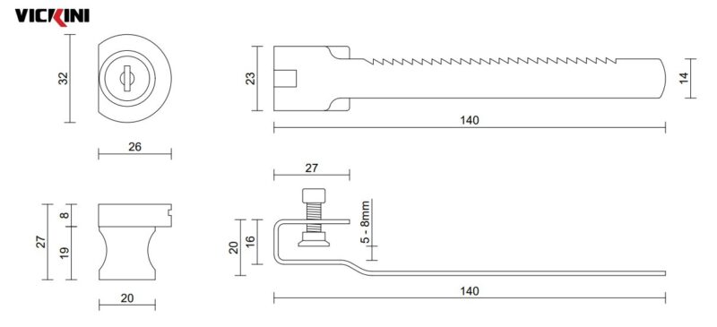 Thông số khóa tủ kính VICKINI 03318.001 CP